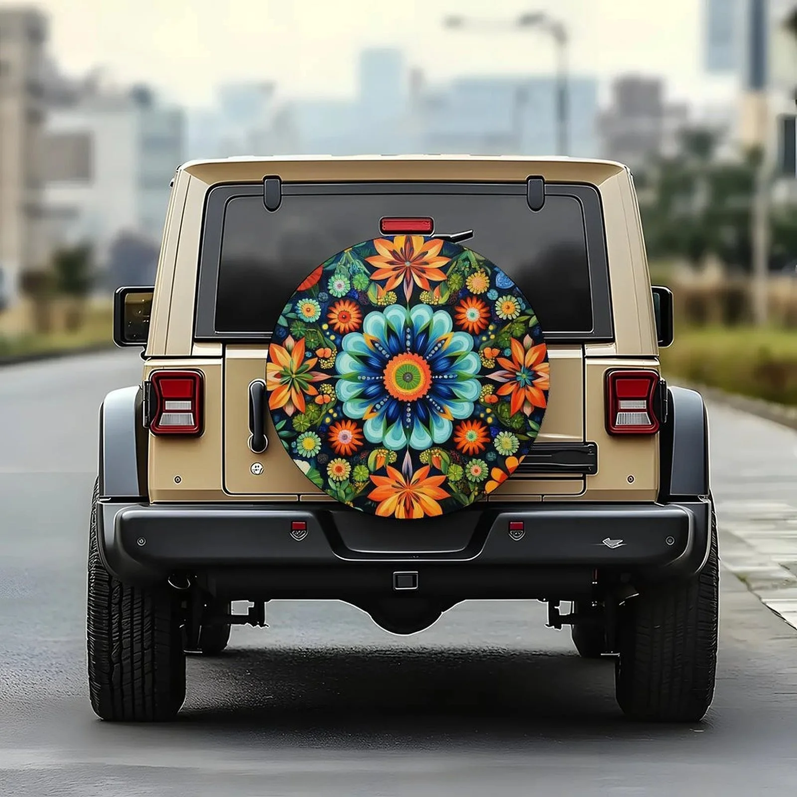 1pc Colorful Floral Mandala Themed Tire Cover Wheel Cover, Trendy Wheel Cover Tire Cover Wheel Protection Cover, Suitable For M