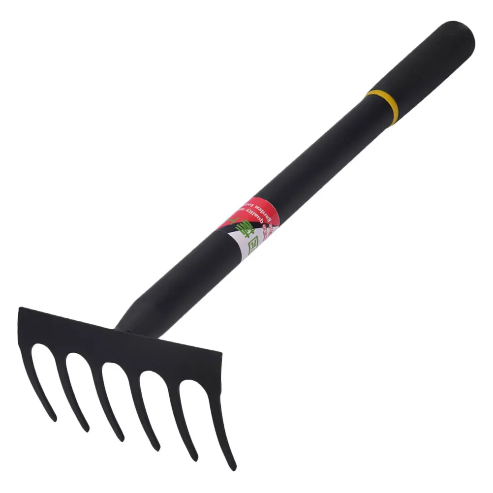 

1pc Manganese Steel Garden Rake Soil Tiller Handle Heavy Duty Cultivating Tool Loosening Spreading Soil Farming Weeding Hand