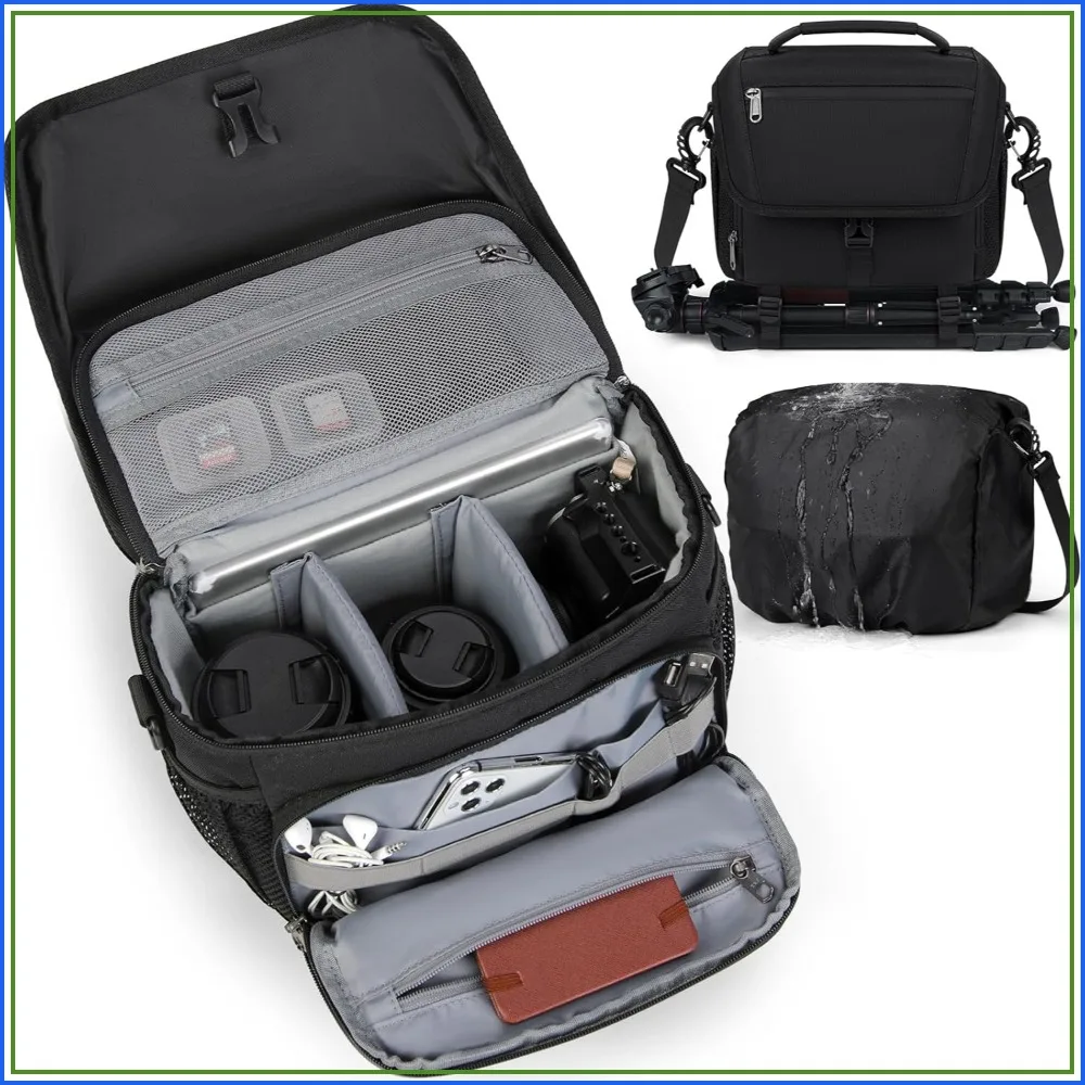

Waterproof Camera Sling Bag with Tripod Holder for DSLR/Mirrorless, Rain Cover Included