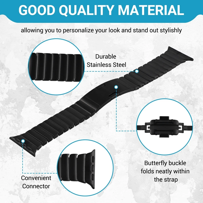 Strap For Apple Watch Band 38Mm Stainless Steel Bracelet Iwatch 9 Band Bracelet Wristband Replacement Accessories