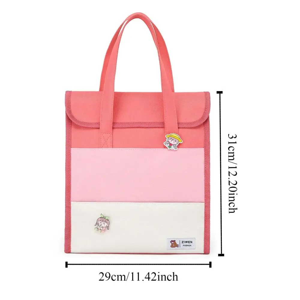 Sacos tutoriais de grande capacidade, à prova de sujeira, resistente ao desgaste, bolsa de papelaria de desenho animado, elegante com crachá kawaii