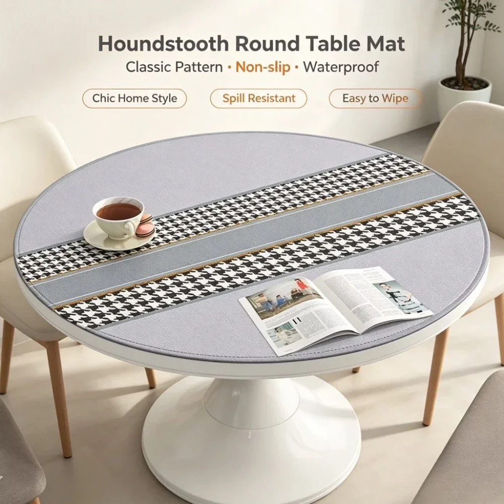 Round PVC Tablecloth Leather Waterproof Oil-proof Dining Table Mat French Minimalist Style Home Decoration Tablecloths