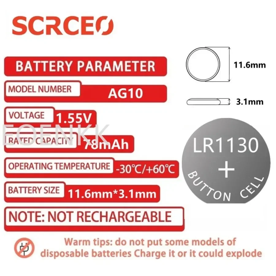 جديد بالجملة AG10 LR1130 1.5 فولت خلية زر قلوية LR54 SR54 SR1130 LR1130 بطاريات لمشاهدة اللعب التحكم عن بعد