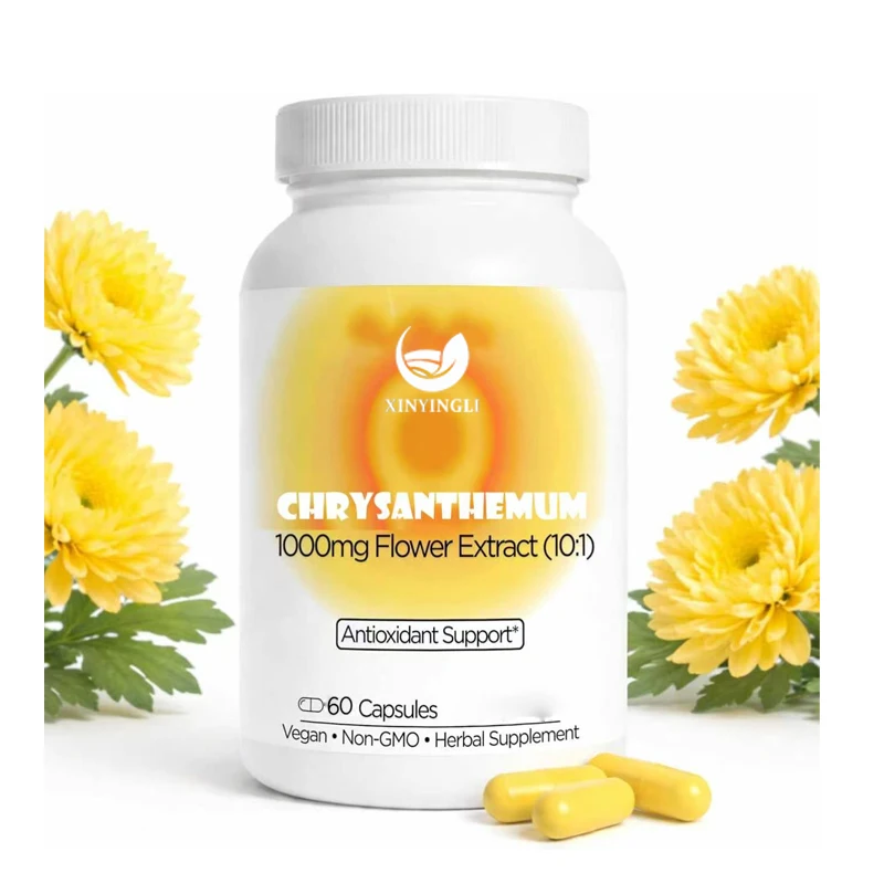 

Chrysanthemum Extract Capsules (10:1), 1000mg extract per serving, herbal antioxidant and eye support, non GMO
