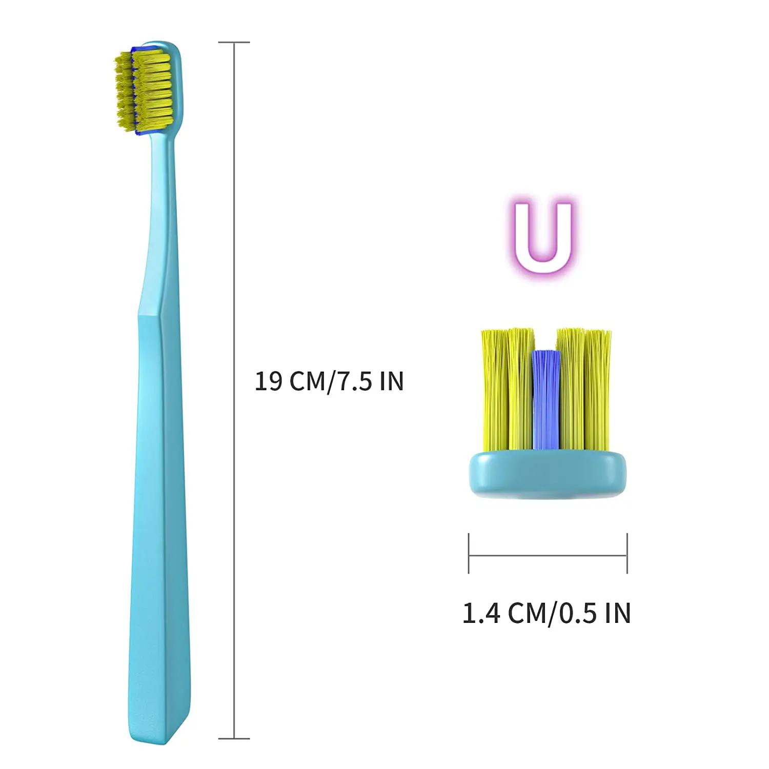 1/2 Pcs Orthodontic Toothbrush 2 Color For Braces U-Shaped Soft Bristle With  Head Cover  Free Interdental Brushes