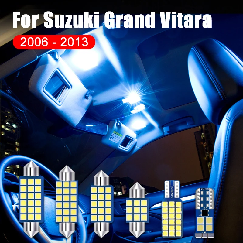 

For Suzuki Grand Vitara Grand Nomade Escudo 2006-2011 2012 2013 12PCS Car LED Bulbs Dome Reading Map Lights Trunk Courtesy Lamps