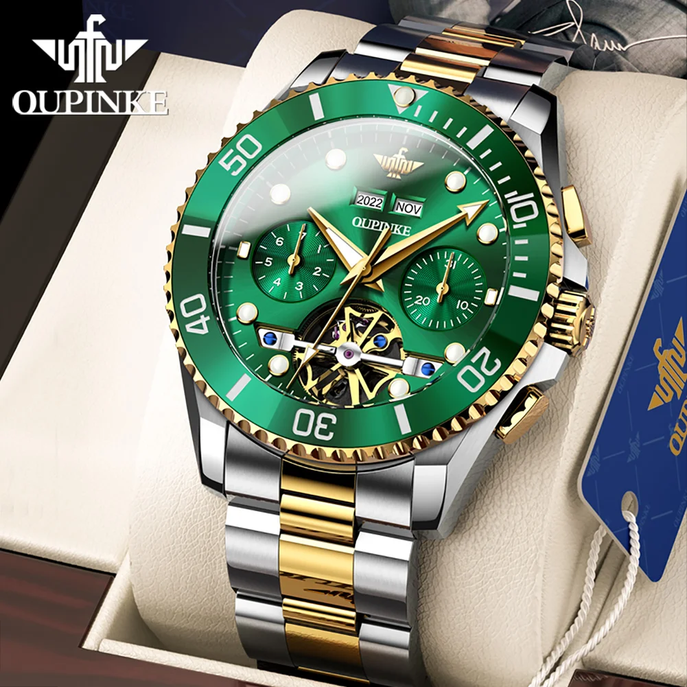 OUPINKE 3229 Original Men's Automatic Watch Multi functional waterproof Moon phase Mechanical Watch for Men