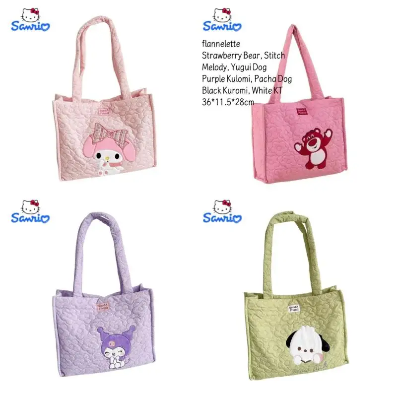 Sanrio My Melody Strawberry Bear Cartoon Cute Handbag Large Capacity Single Shoulder Handbag Storage for Girls' Festival Gifts