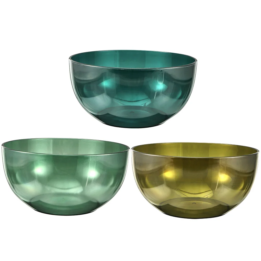 

3Pcs Plastic Fruit Bowls Assorted Color Reusable Salad Vegetable Holder Smooth Rim Dishwasher Safe Kitchen Essential