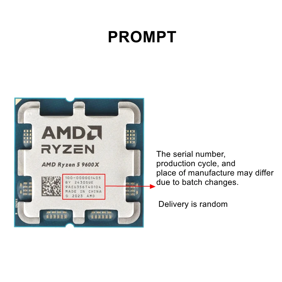AMD R5 9600X Ryzen 5 9600X New Processor 5.4GHz 6-Core 12-Thread 38MB Game Cache 4NM 65W Socket AM5 Gaming CPU Zen 5