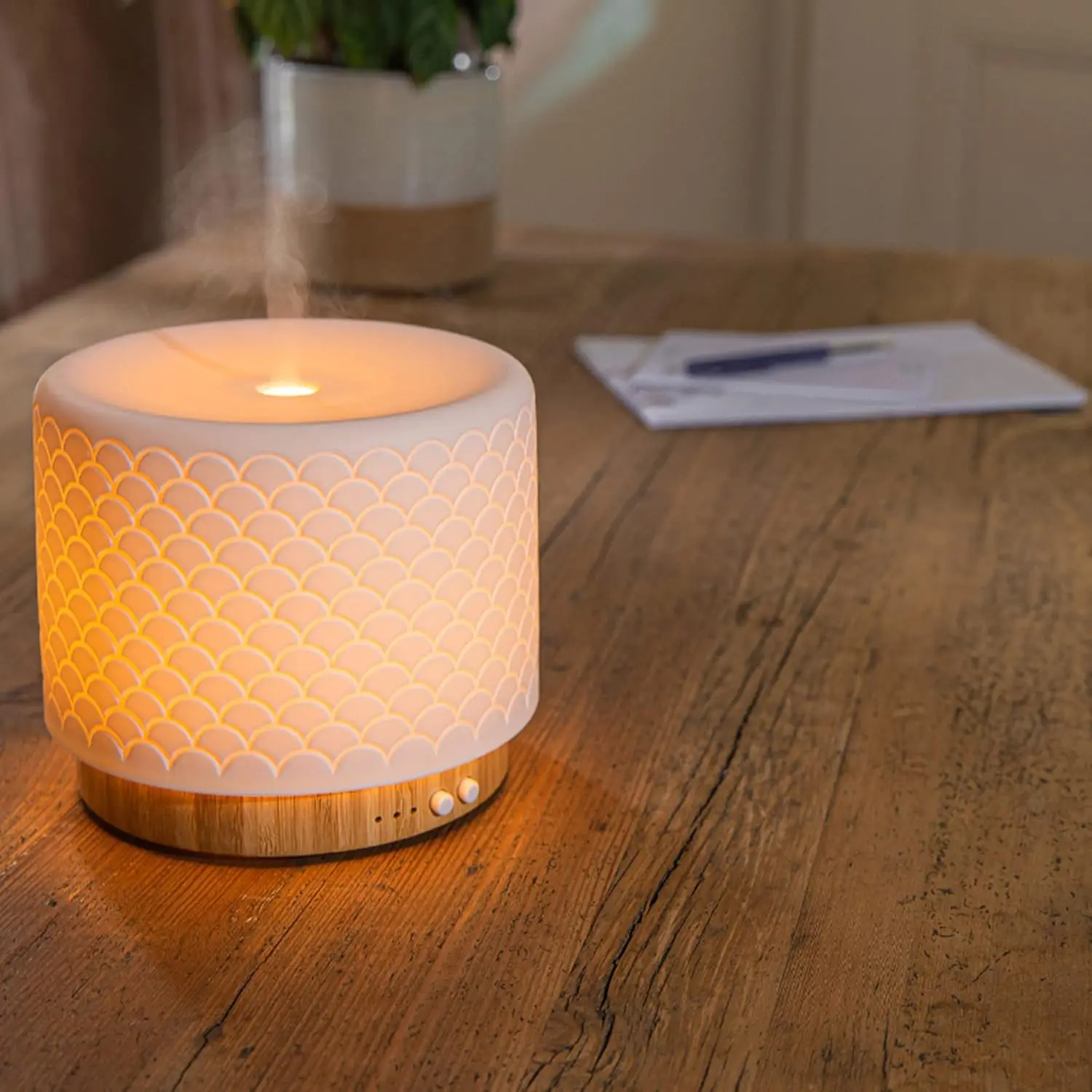 2026 New Upgrade Moya Essential Oil Diffuser Wood Essential Oil Diffuser Heart Coherence Breathing Lamp