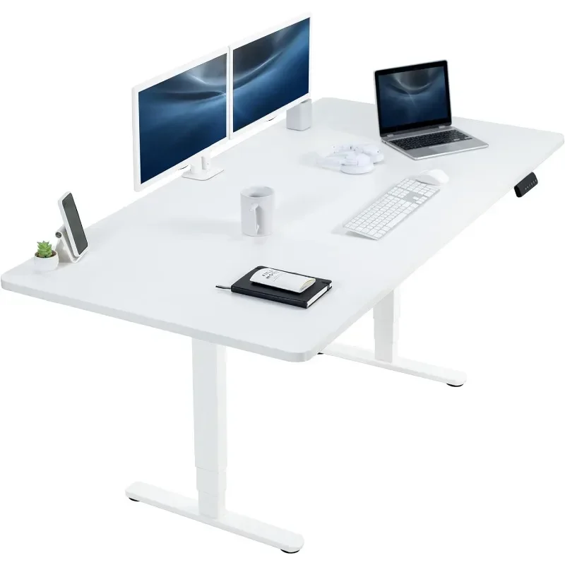 VIVO Electric 71 x 36 inch Sit Stand Desk, Dual Motor Memory Controller Height Adjustment, 2B Series, White Top White Frame