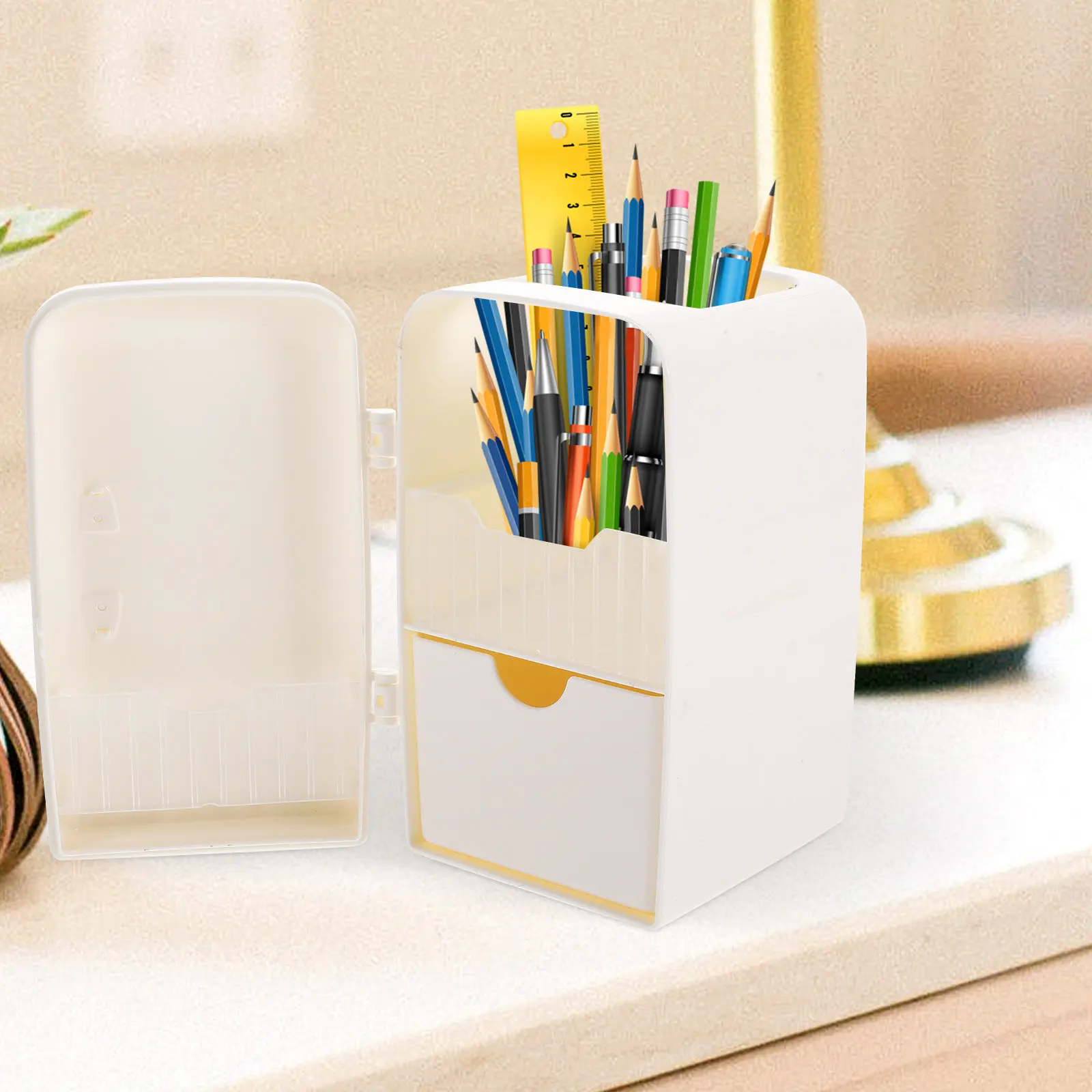 

Большой держатель для ручек на стол: для косметики и канцелярских принадлежностей. Организуйте рабочее пространство. Стильный диспенсер для карандашей для офиса и школы.