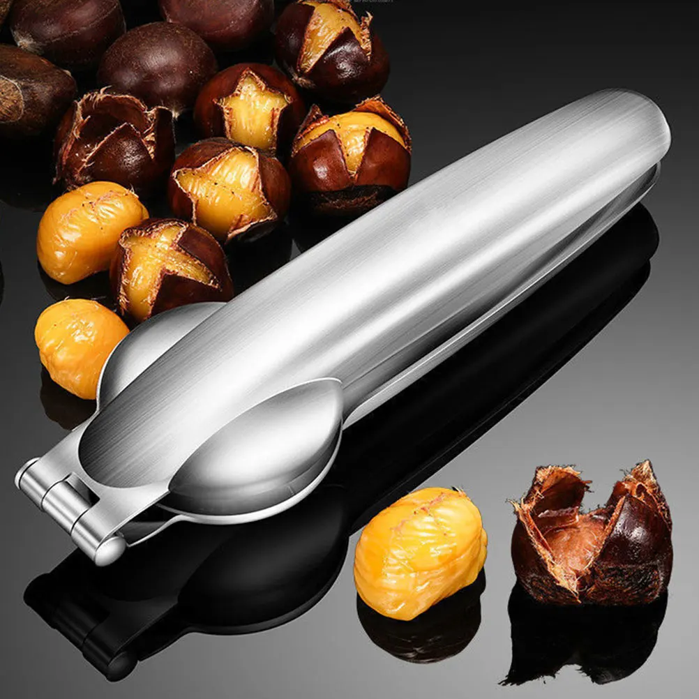 

2 Pcs Chestnut Opener Protable Nutcracker Clip Manual Stainless Steel Metal Tool