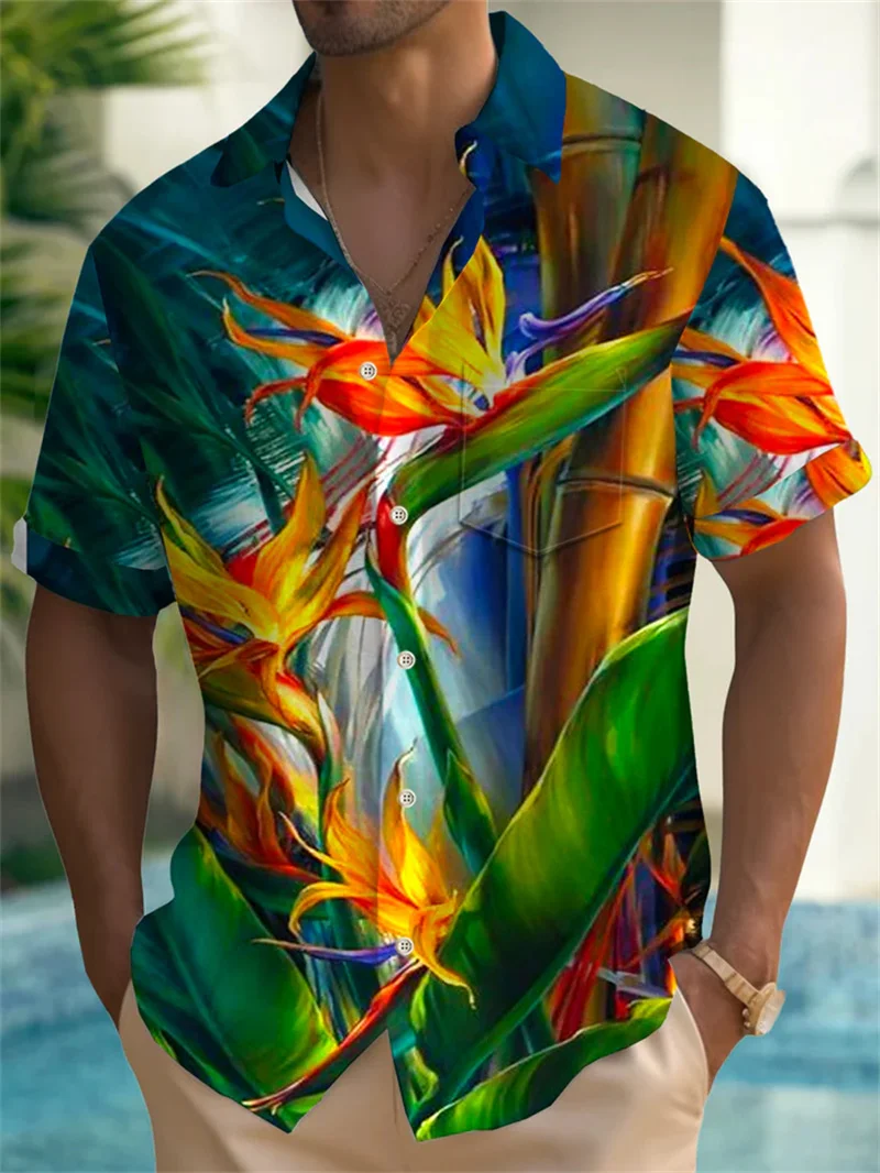 

Men's regular collar shirt, men's 3D printed casual street long sleeved fashionable printed shirt