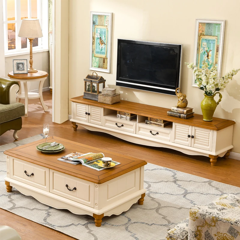 Mediterranean coffee table TV cabinet combination