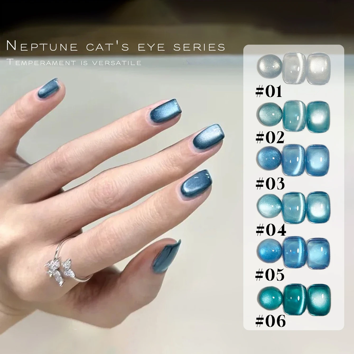 12 مللي 1-5 قطعة نبتون الأزرق القط العين هلام البولندية الأزرق الملكي جمع تبييض الزجاج حبة مسمار الفن لخريف شتاء جديد وصول #6