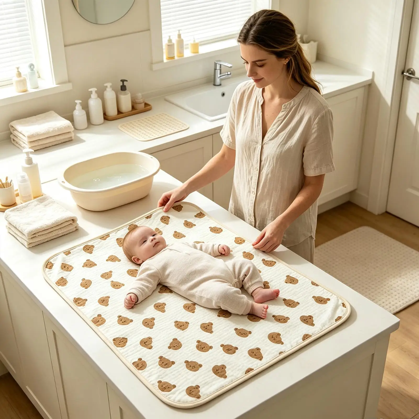 Diaper Changing Mat Reusable Waterproof Portable Pee Mat Underpad Kids Crib Mattress Pad For Girl Adult Bassinet Bedside Couch