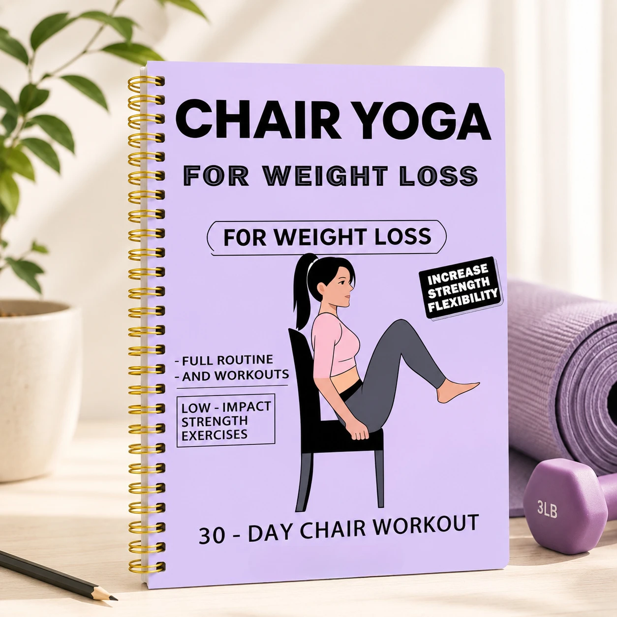 

Chair Yoga for Seniors Journal | 28-Day Weight Loss Challenge • Daily 10-Minute Balance & Mobility Fitness Planner Notebook