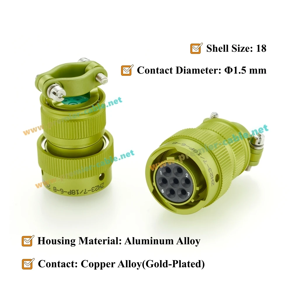 ZH23 Series 7 Pin Female Bayonet Connector, Shell Size 18, ZH23-7/18P-6-B, СНЦ23-7/18P-6-B, SNTs23-7/18R-6-V