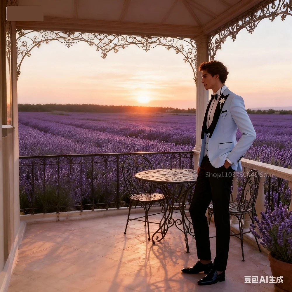 

Classic Solid Black Peak Lapel 3-Piece Men's Suit Slim Fit Elegant Blazer Vest Pants Set for Wedding And Business