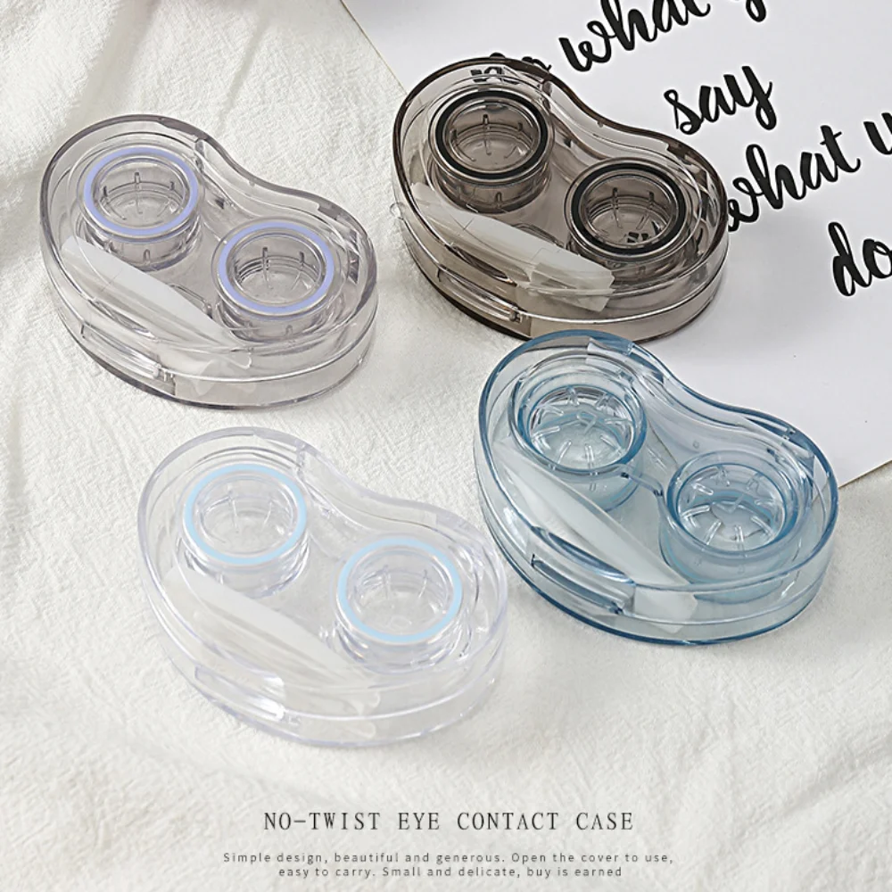 

Transparent Contact Lens Box No Need to Twist The Cover with Tweezers Beauty Lens Box Double Light Companion Contact Lens Case