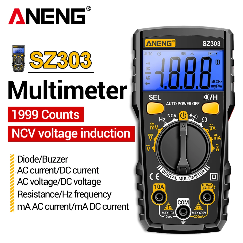 Digital Mini Multimeters Tester 1999 Count AC DC Voltage Current Photovoltaic Multimeters True RMS Professional  Electrical Tool