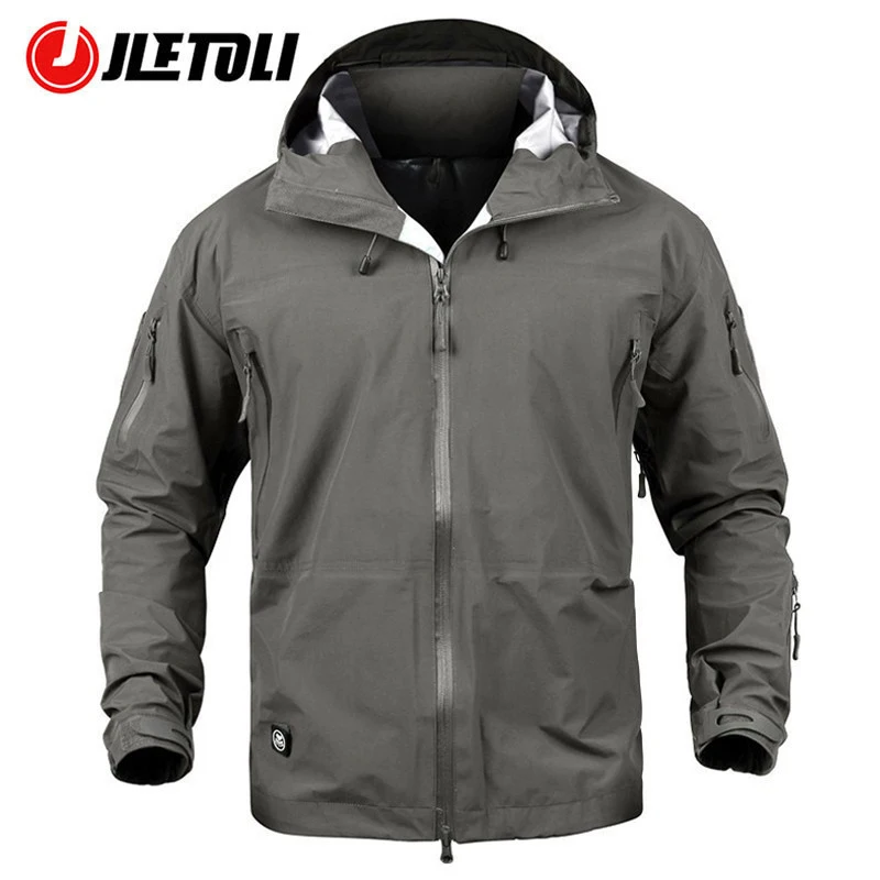 JLETOLI Waterproof Jacket Windbreaker Winter Outdoor Hiking Jacket Men Women Coat Windproof Hard Shell Jacket Tactics Clothes