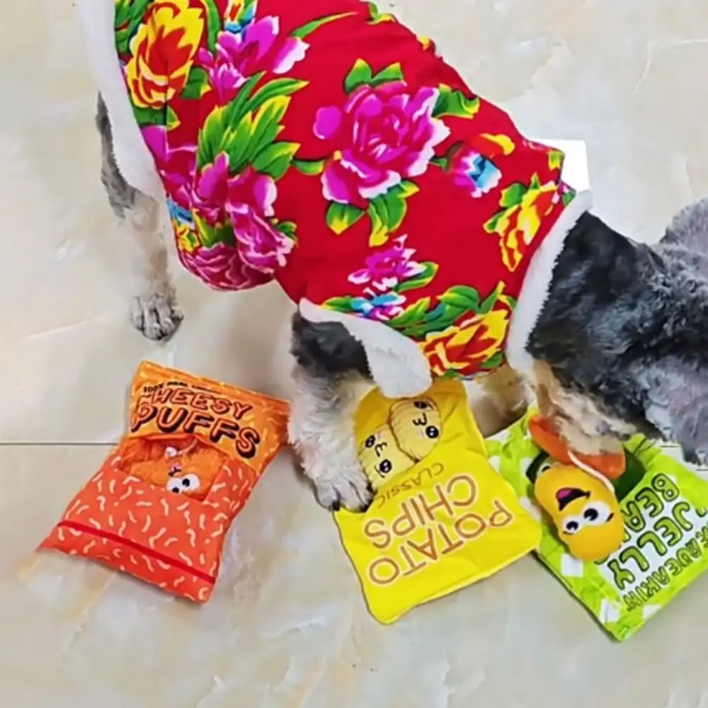 

Bite-resistant Dog Squeaky Plush Toys Funny Cartoon Dog Crisps Toys Snacks Candy Potatoes Interactive Toys Teeth Cleaning
