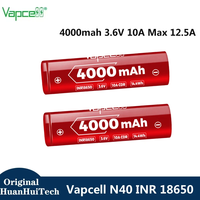 1-10 pièces Batterie lithium-ion rechargeable haute capacité Vapcell N40 INR 18650 4000mah 3.6V 10A Max 12.5A pour outils électriques