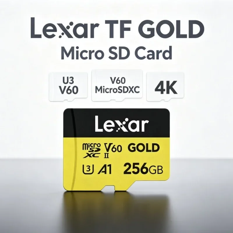 Lexar TF GOLD Professional 128GB 256GB microSDXC Memory Card A1 C10 U3 V60 4K SD Card TF Card for Action Camera
