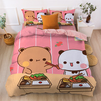 Cute Bear Bedding Set, Bubu Dudu Bear Printed Duvet Cover for Kids Boys Girls Teens,Cartoon Animal Pattern Quilt Cover Single