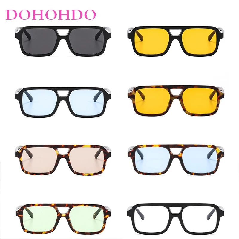 New Fashion Square Double Bridges Sunglasses Women Men Retro Brand Outdoor Sports Driving Sun Glasses UV400 Gafas De Sol Mujer