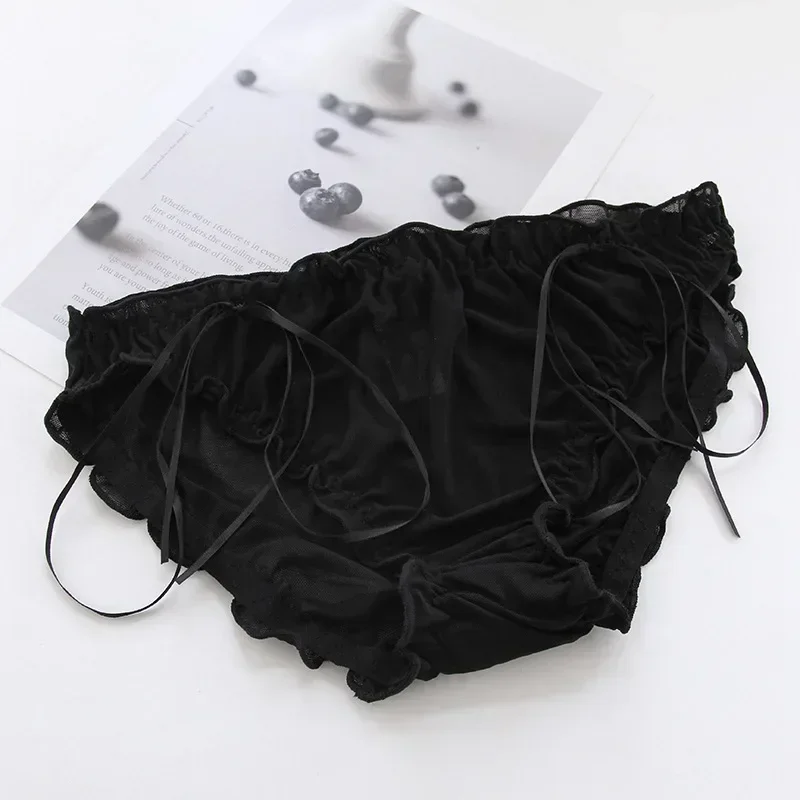 สีดําญี่ปุ่นสุภาพสตรีกางเกงลูกไม้เซ็กซี่ร้อนขายแฟชั่นโปร่งแสงน่ารักขนาดใหญ่ตาข่ายบุคลิกภาพน่ารักผู้หญิง