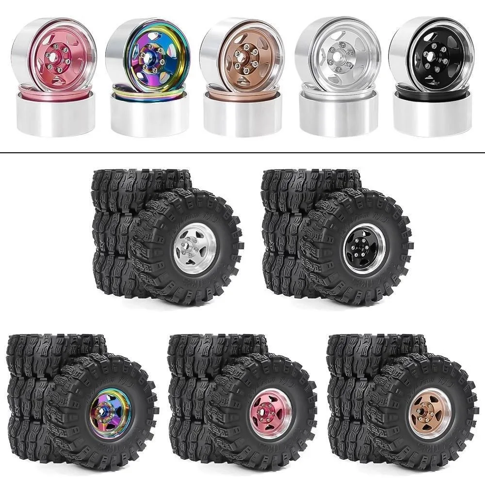 

RC 1.9 Metal 5-Spoke Beadlock Wheels with K02 Tires for 1/10 RC Crawler SCX10 TRX4 D90 – High-Quality Durable All-Terrain Setup