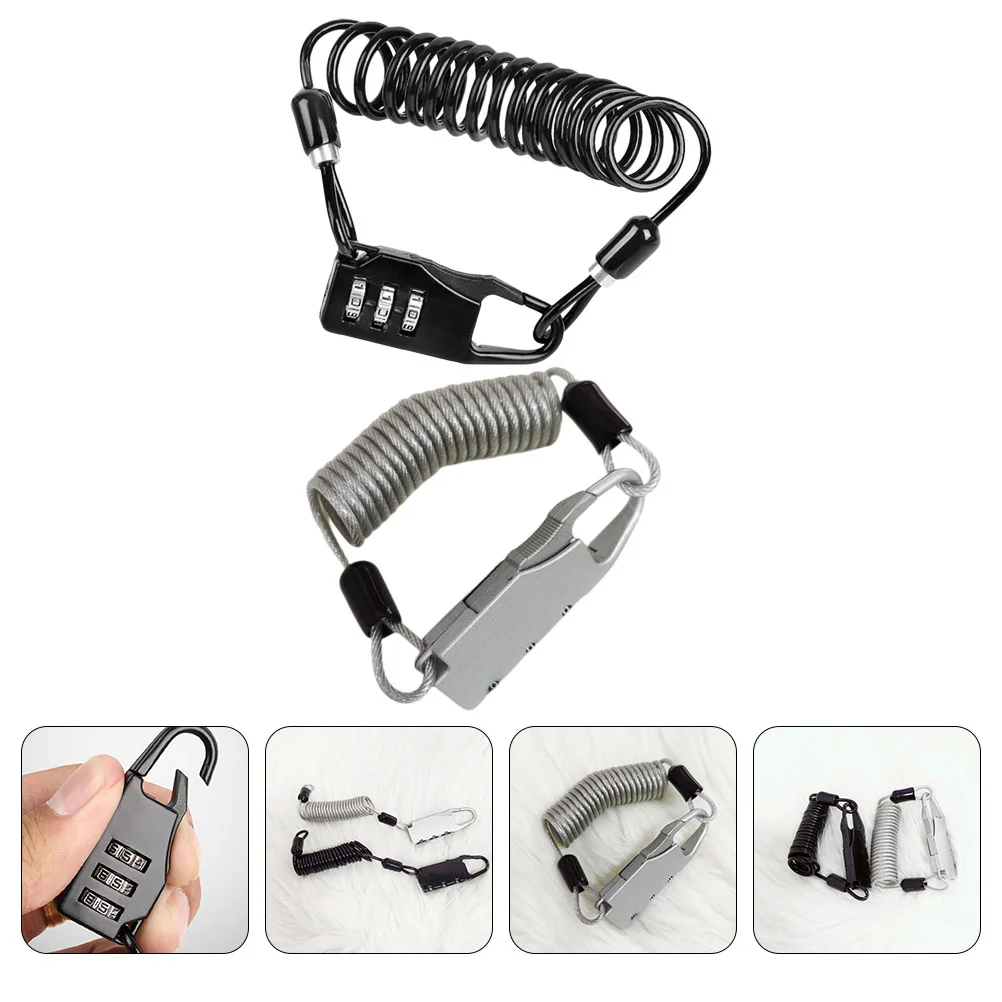 2 Pcs Safety Lock Scooter Wire Rope Motorcycle Helmets Accessories Handlebar Plastic Carabiner