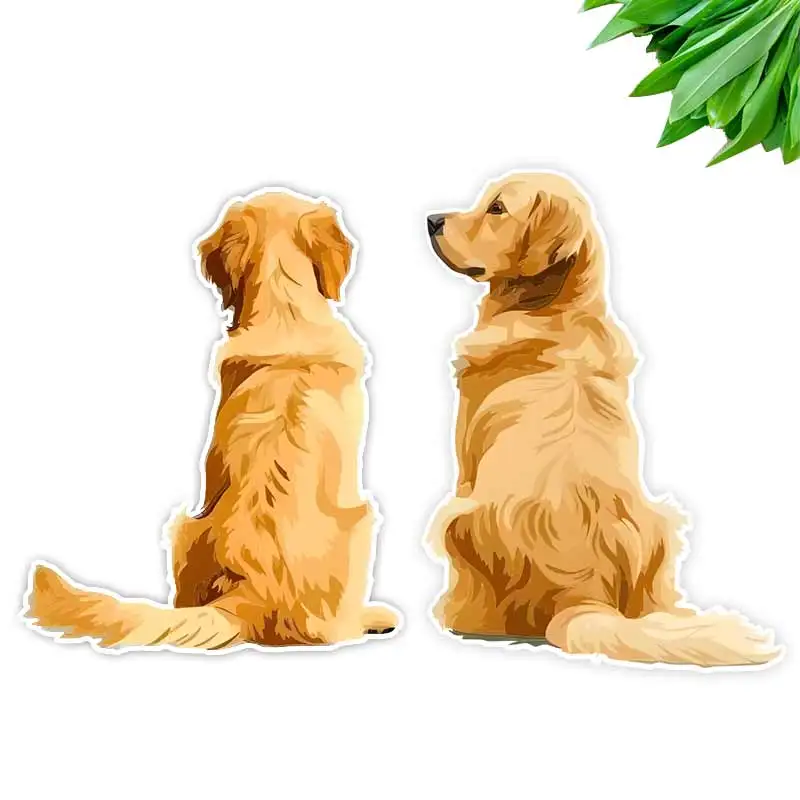 

Cartoon Golden Retriever Pet Dog Back Car Sticker Self-adhesive Decal For Automotive Rear Window And Bumper Waterproof Sticker