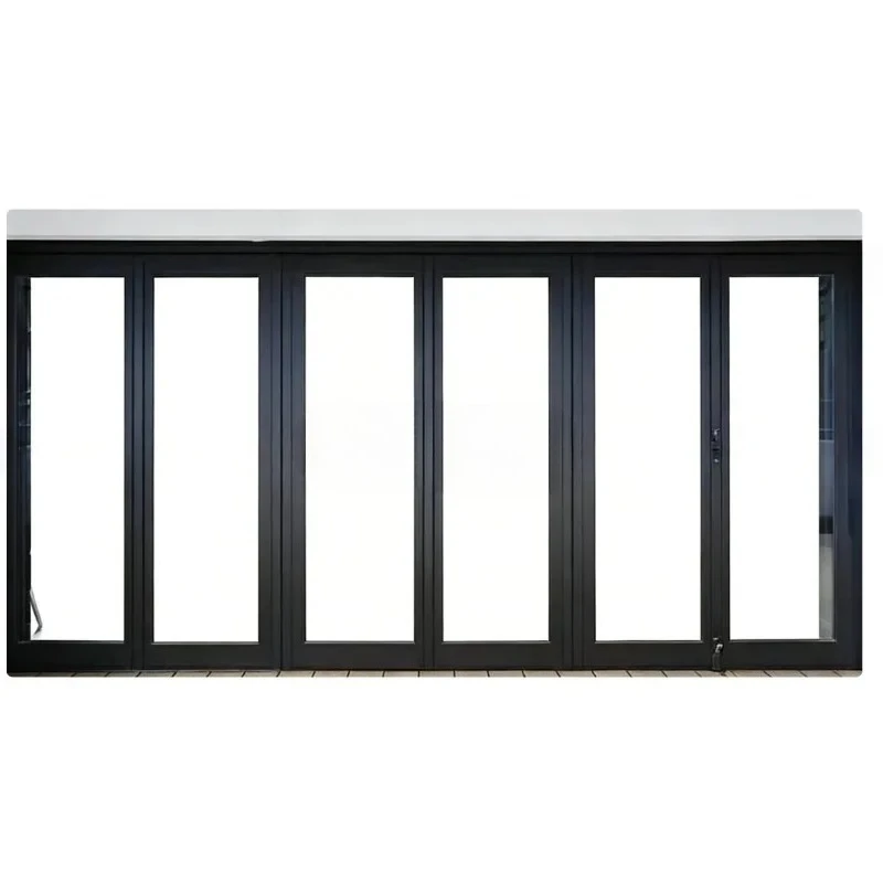 Modern Exterior Space Saving Waterproof Large Ventilation Glass Folding Aluminum Alloy Bi-fold Doors for Apartment Villa Outdoor