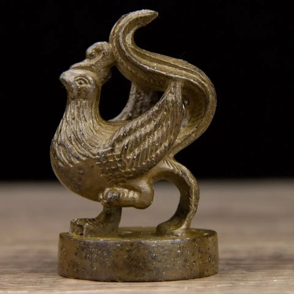 Auspicious vermilion bird round seal Statue Sculpture Figurines Home Garden Decoration Statues For House