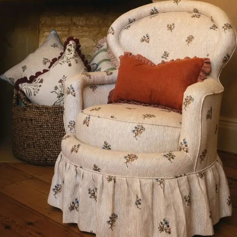 

French retro single sofa living room small apartment medieval style negotiation chair living room bedroom American pastoral