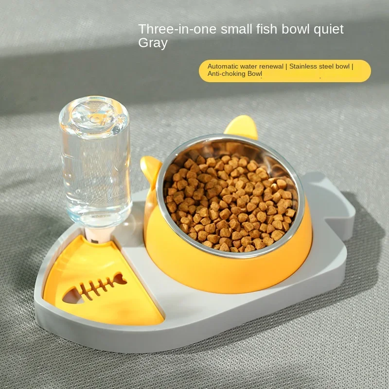 New Fish-shaped Three-in-one Feeding Water Dispenser: Keep Your Cat Hydrated and Healthy Cat Bowl  Pet Supplies  Cat Feeder