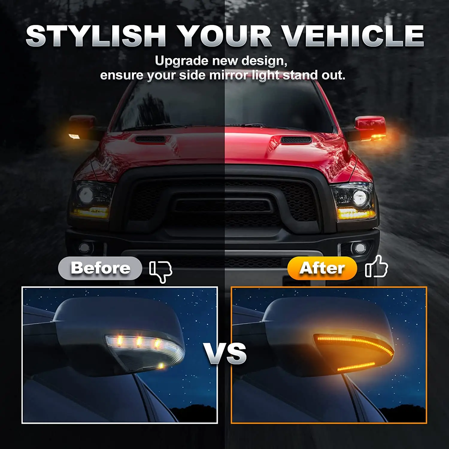 LED Side Mirror Signal Blinke DRL & Sequence Turn Signal Lamp For Dodge Ram 1500 2500 3500 2010-2018,Ram 1500 Classic 2019-2022
