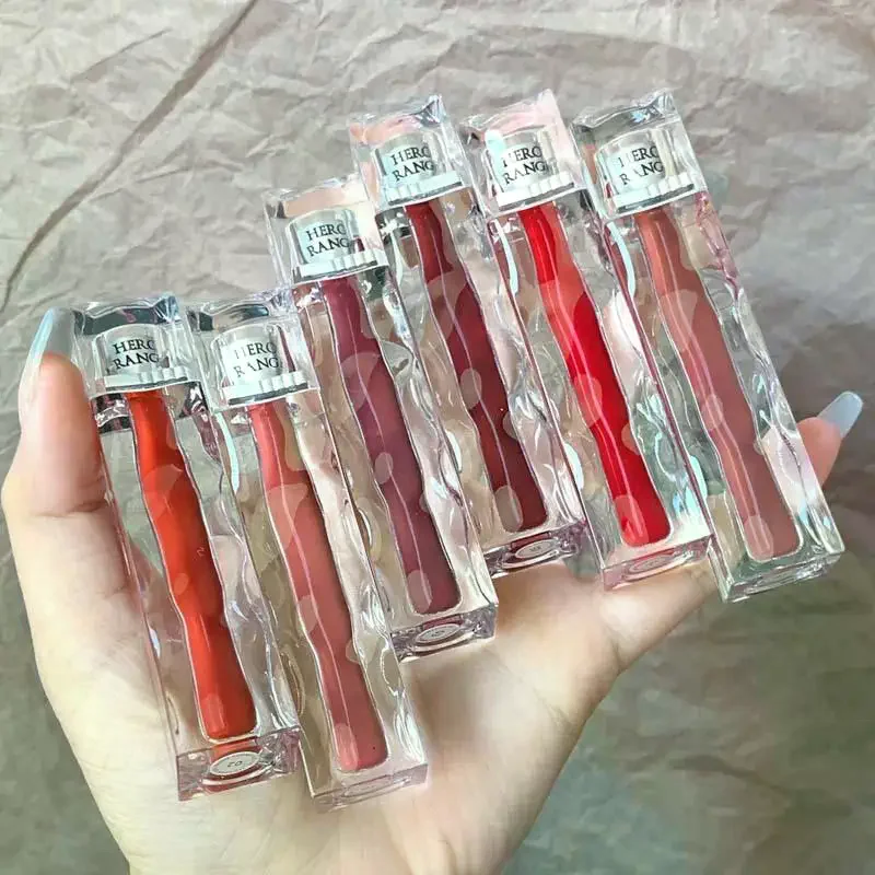 Make-up Herorange Waterproof Nonstick Cup Mirror Lip Glaze Langdurige glans Tint Verven Vloeibare lippenstift Schoonheid Cosmetica
