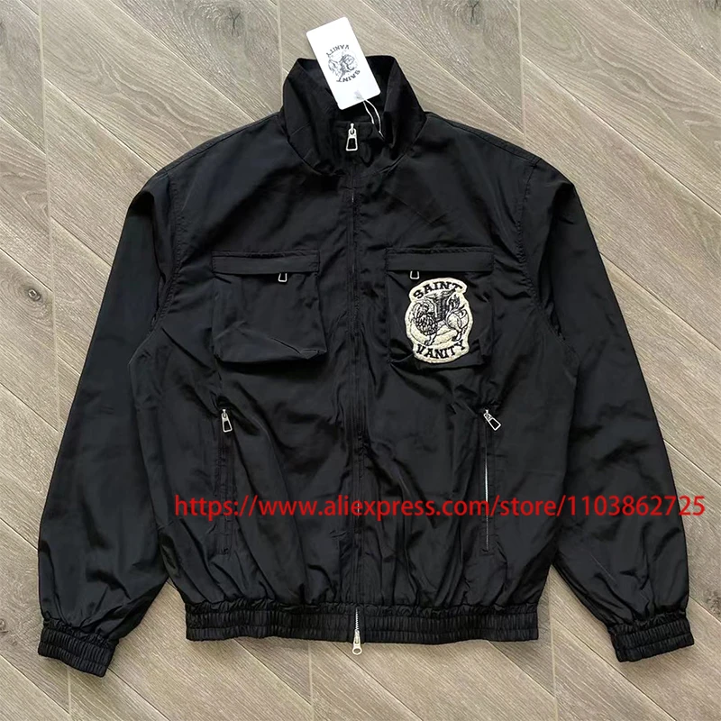 

High Street Trend SAINT VANITY Jacket Tracksuit Autumn Casual Fashionable Rivet Multiple Pockets Saint Vanity Windproof Jackets