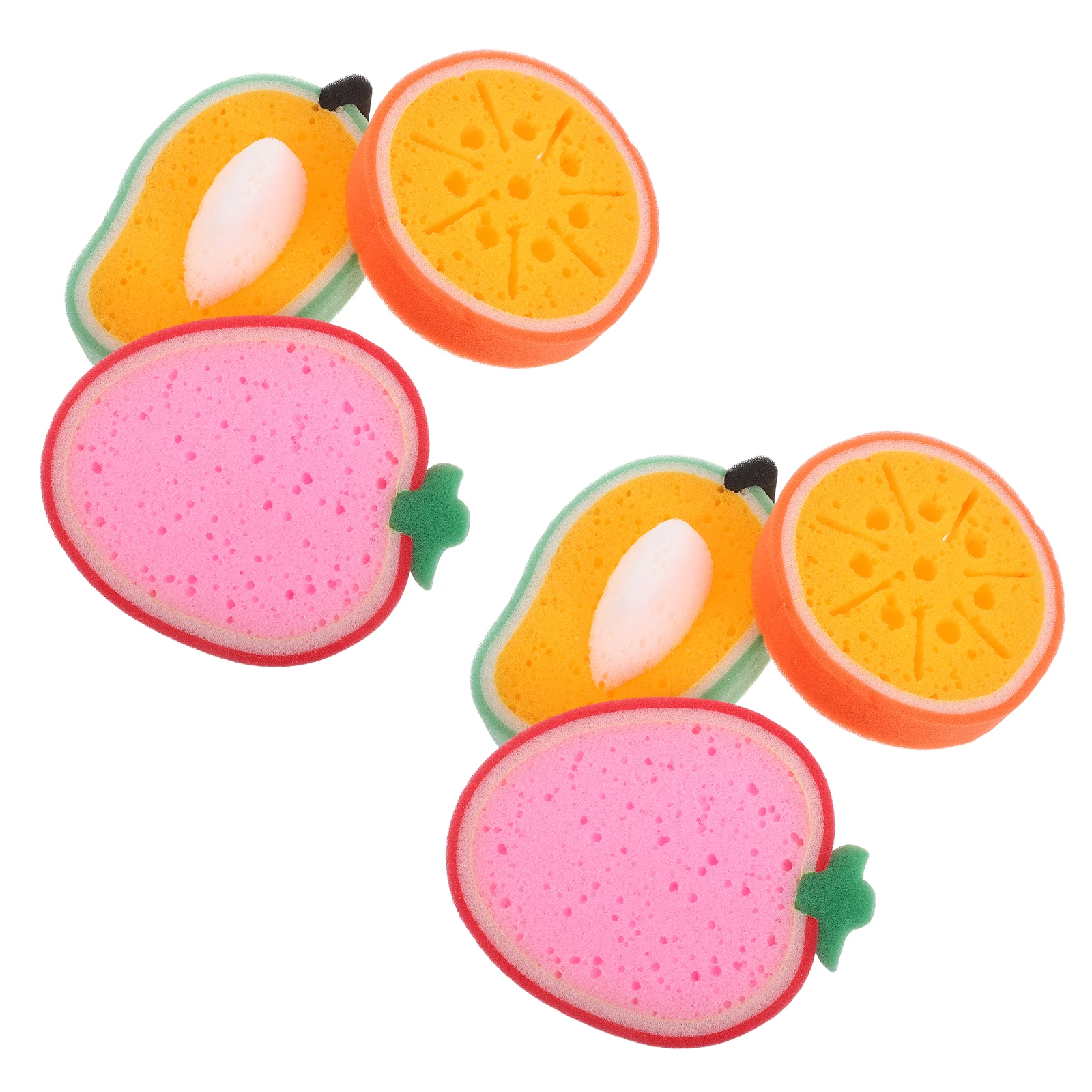 

6Pcs Fruit Cleaning Sponge Cute Cartoon Dish Scrubber Reusable Washing Sponge for Kitchen Bathroom Baby Bath Efficient Scouring