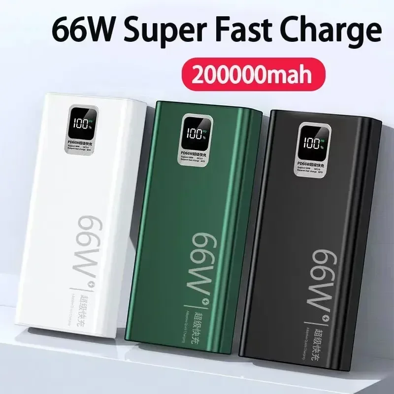 

66W 200000Ah Digital Display PowerBank Super Fast Charging Portable Power bank External Battery For iPhone Huawei