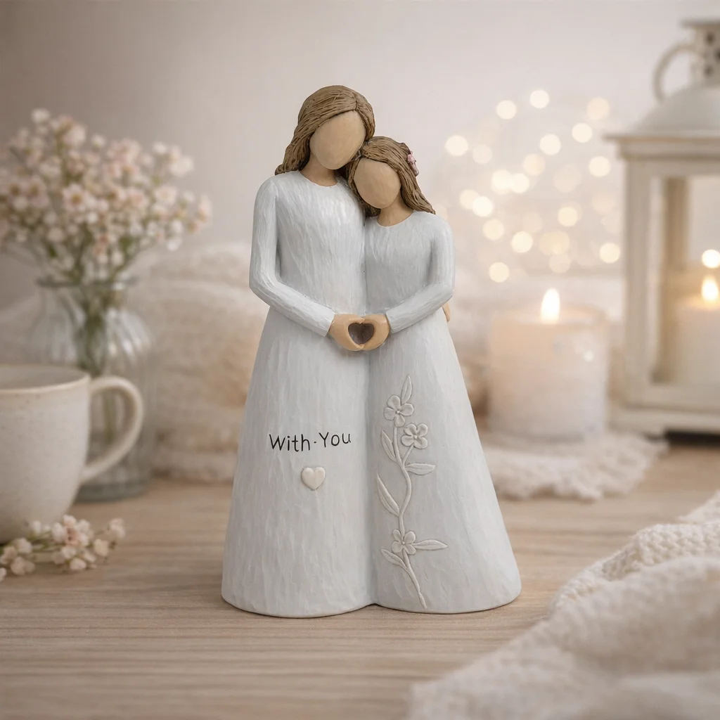 Faceless Mother Daughter Resin Figurine Family Love Statue Home Decor Sentimental Gift for Mom Daughter Women