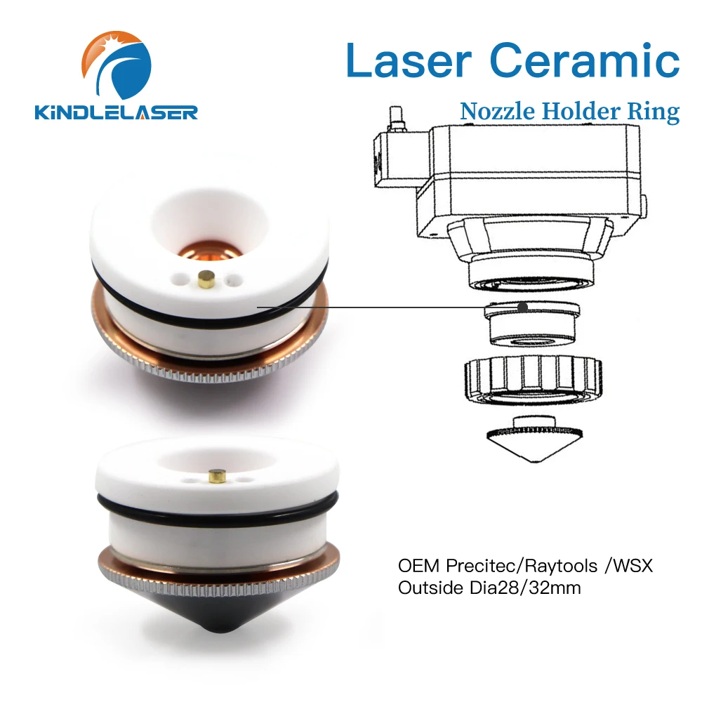 Supporto per ugello ad anello in ceramica Laser 28/32mm OEM Precitec Raytools testa in fibra WSX P0571-1051 KT CON Procutter Lightcutter BT230 240