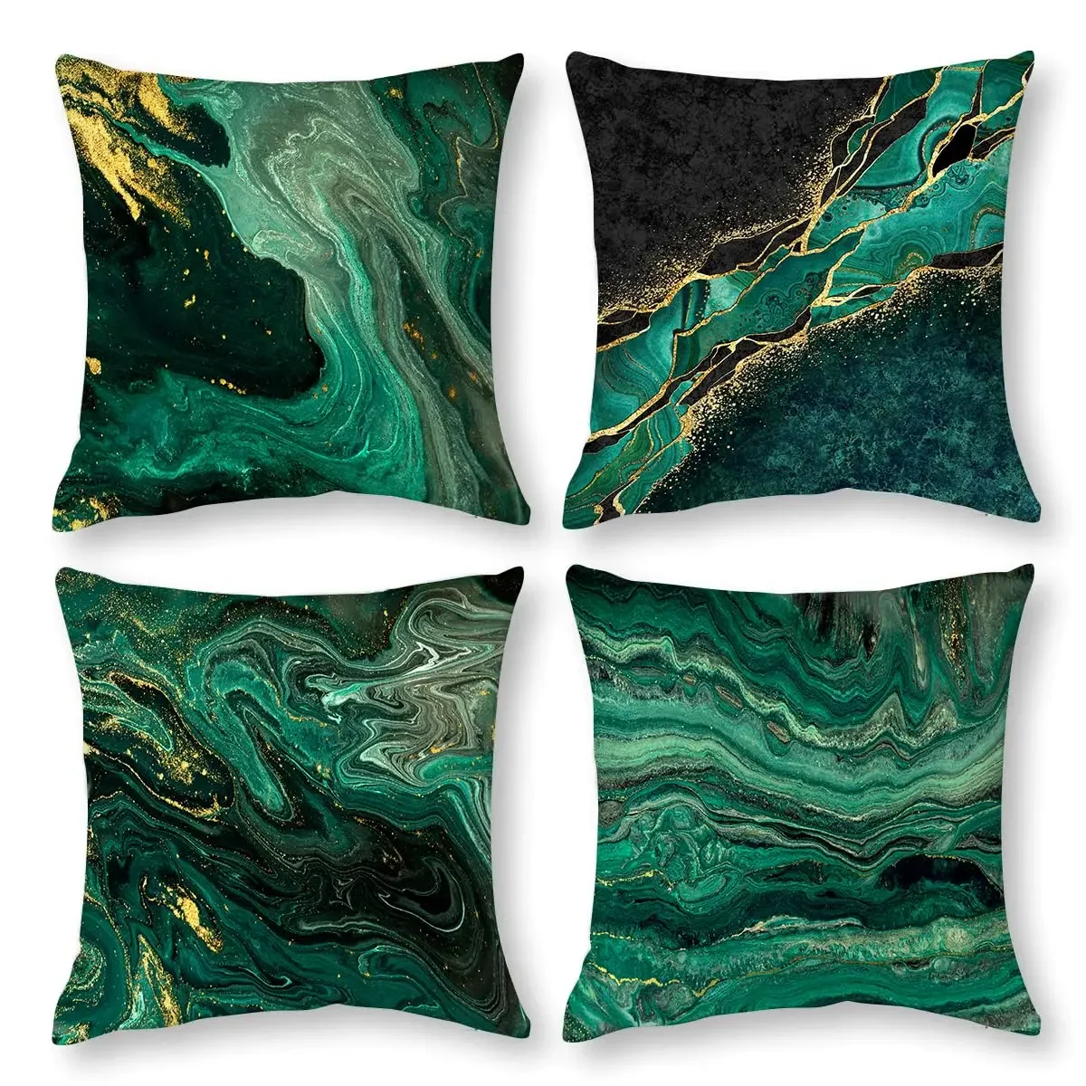Home Decor Malachite Gold Marbled Pattern Pillow Covers Cushion Cover Suitable For Sofa Bedroom Car Pillow Cover