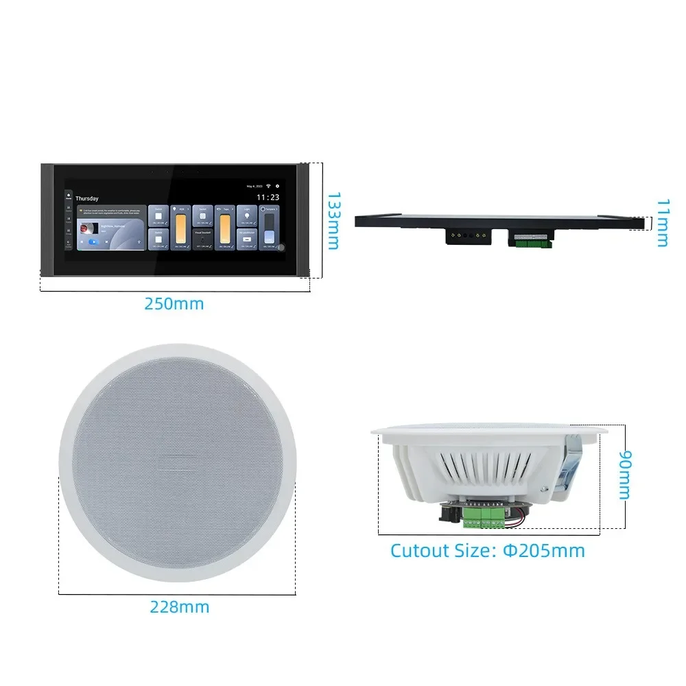 Smart Audio Set 12.3 inch WiFi Wall Amplifier TUYA Android 11 System Home Theater Sound System Bluetooth Stereo Ceiling Speaker